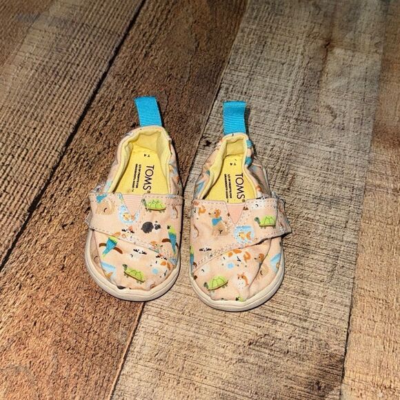 TOMS Girls Alpargata Pet Club Graphic Slip On  Flats Casual Toddler Size 4 - Picture 6 of 8